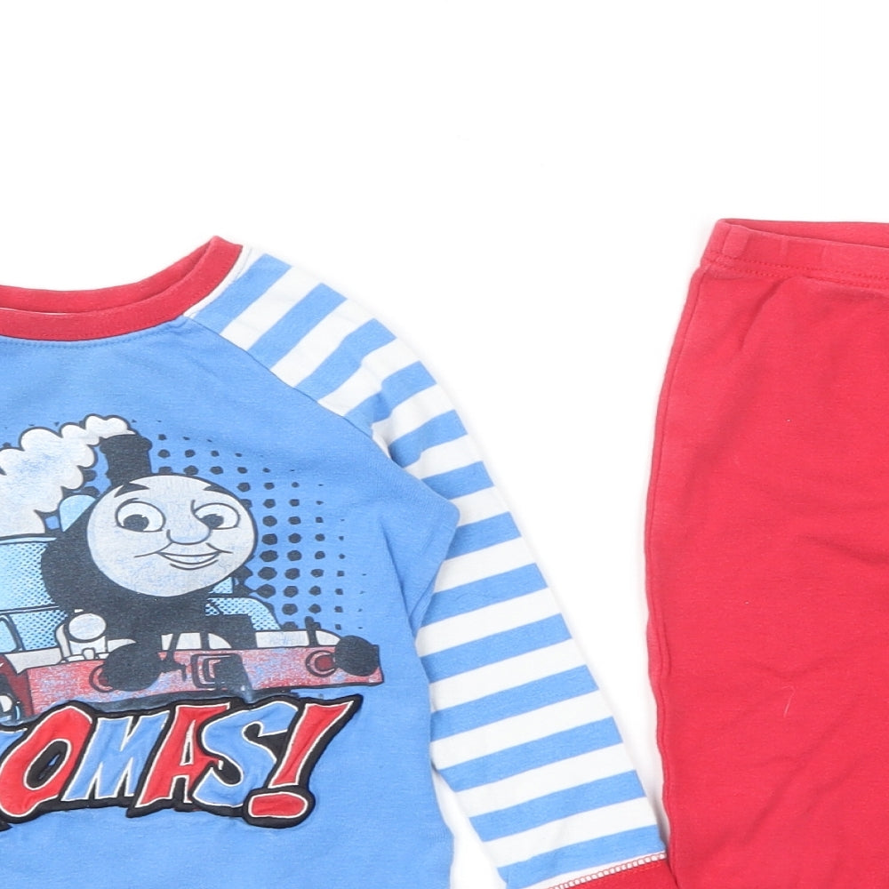 Mothercare Boys Blue Striped Cotton Pyjama Set Size 2-3 Years Pullover - Thomas The Tank