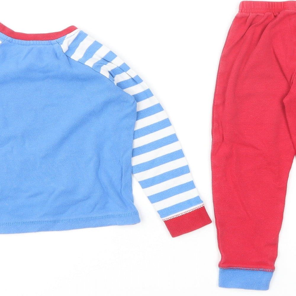 Mothercare Boys Blue Striped Cotton Pyjama Set Size 2-3 Years Pullover - Thomas The Tank