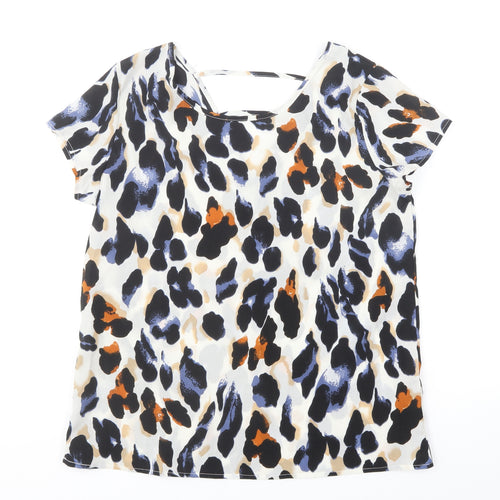 SheIn Womens Multicoloured Animal Print Polyester Basic Blouse Size M Round Neck