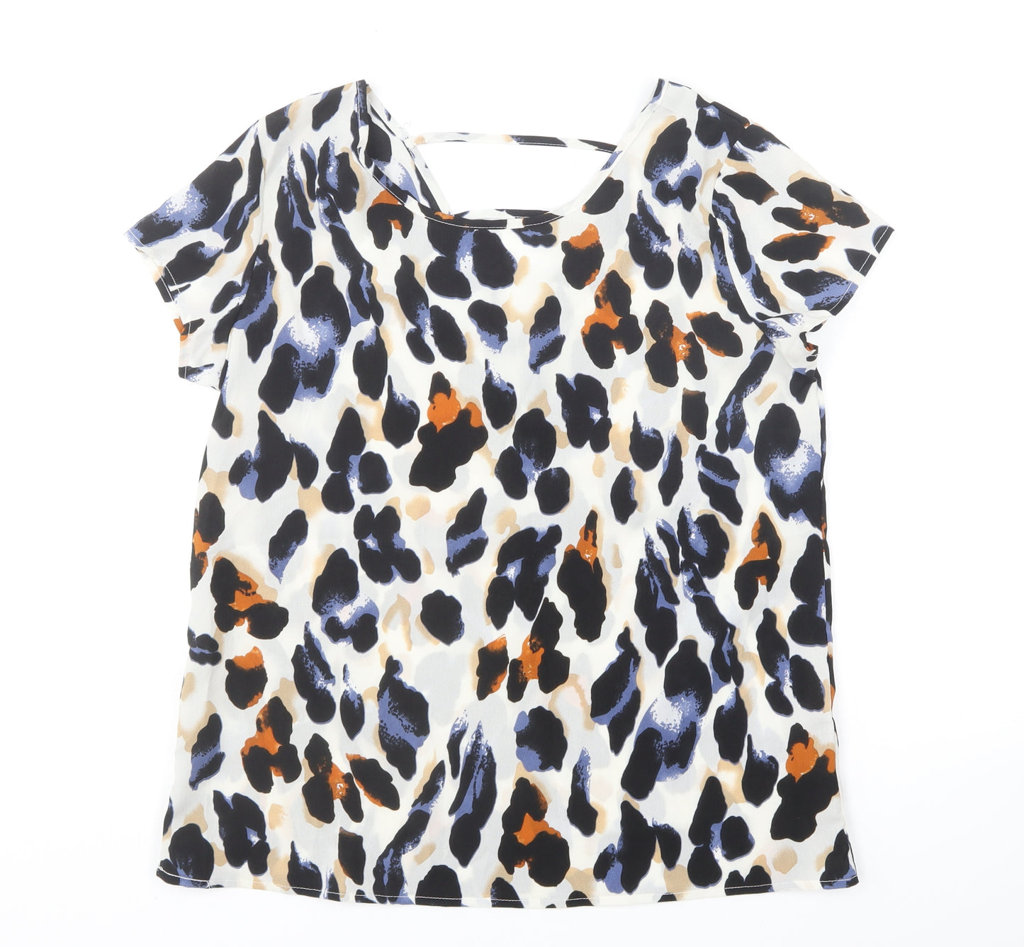 SheIn Womens Multicoloured Animal Print Polyester Basic Blouse Size M Round Neck