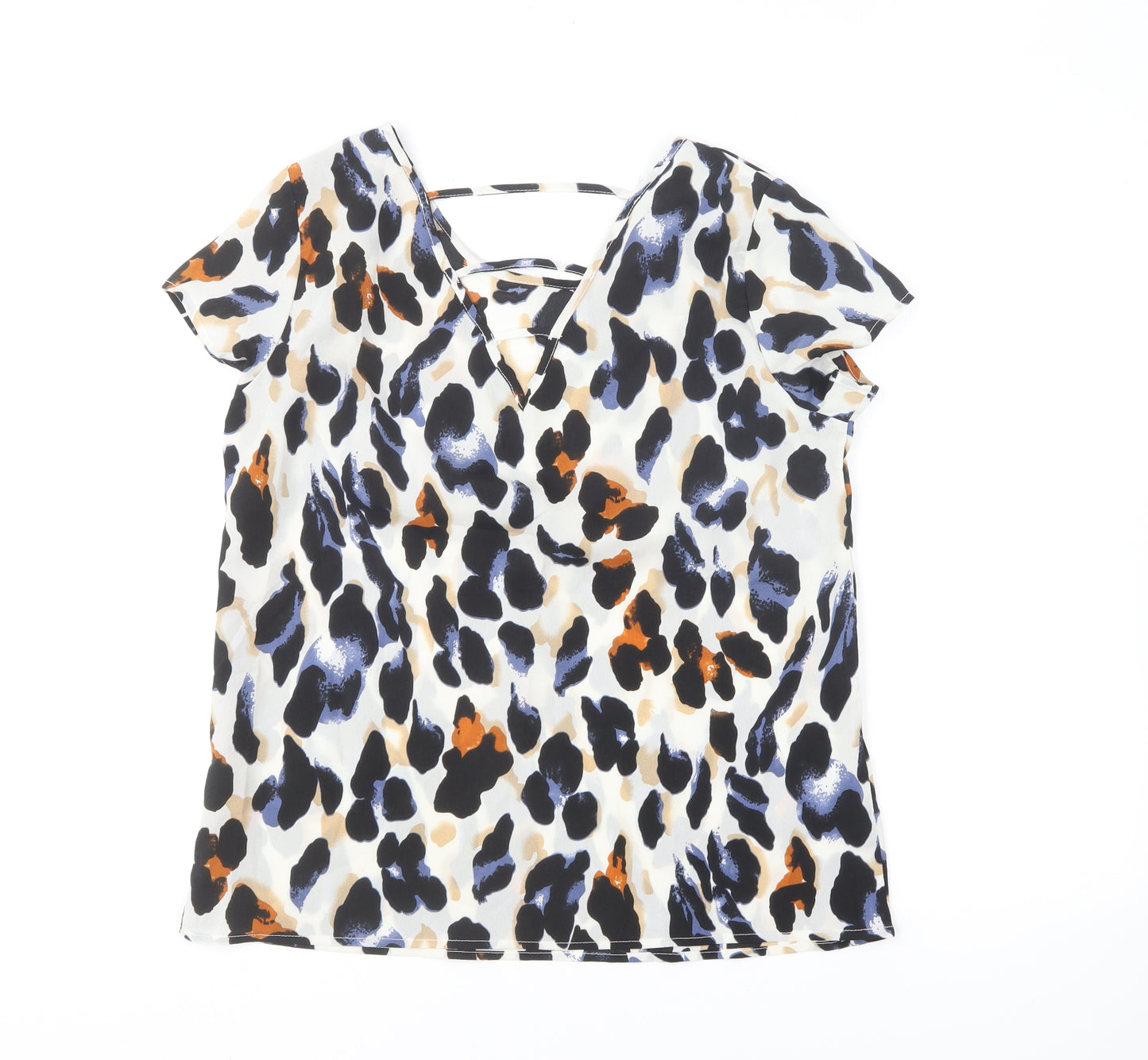 SheIn Womens Multicoloured Animal Print Polyester Basic Blouse Size M Round Neck