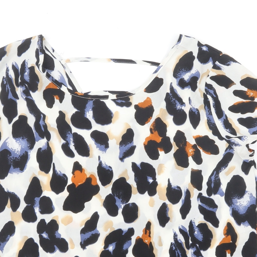 SheIn Womens Multicoloured Animal Print Polyester Basic Blouse Size M Round Neck