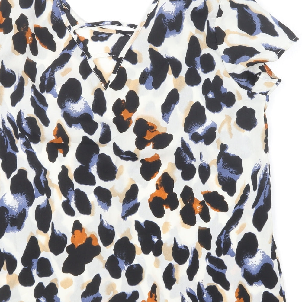 SheIn Womens Multicoloured Animal Print Polyester Basic Blouse Size M Round Neck