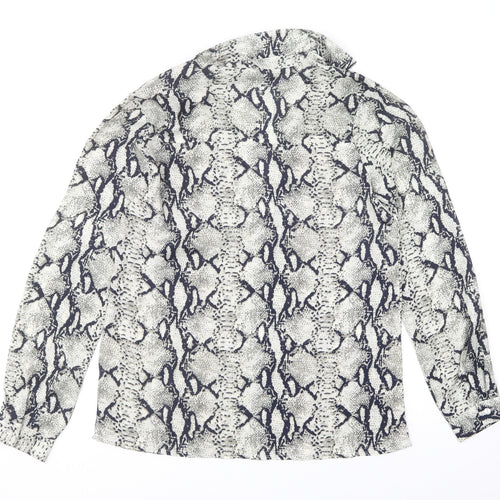Missguided Womens Grey Animal Print Polyester Basic Blouse Size 10 Collared - Snake Print
