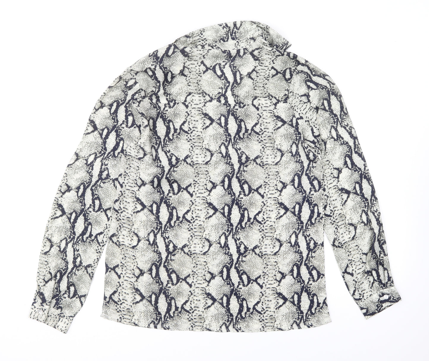 Missguided Womens Grey Animal Print Polyester Basic Blouse Size 10 Collared - Snake Print
