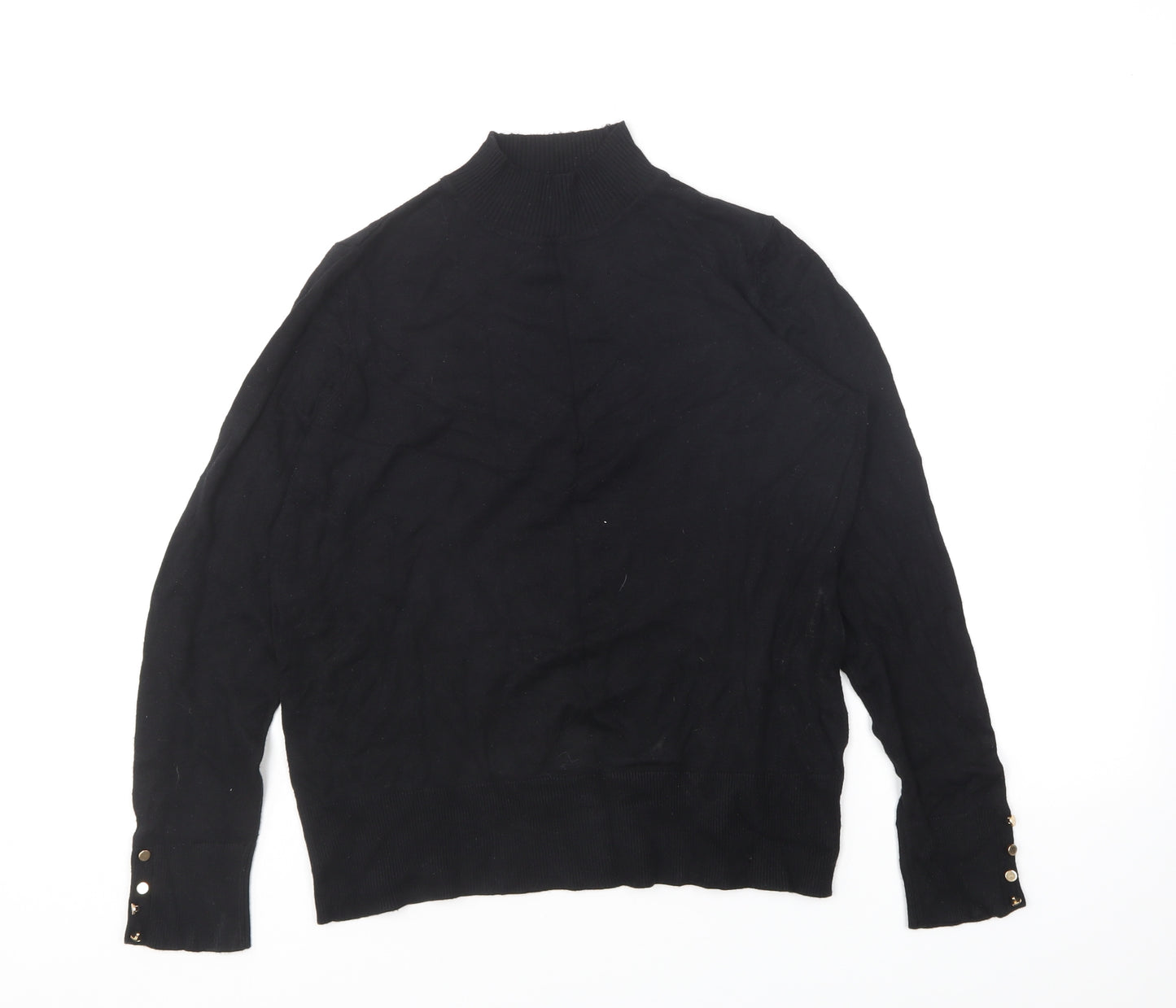 F&F Womens Black High Neck Acrylic Pullover Jumper Size 14