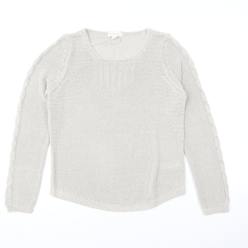 Monsoon Womens Grey Round Neck Acrylic Pullover Jumper Size 10