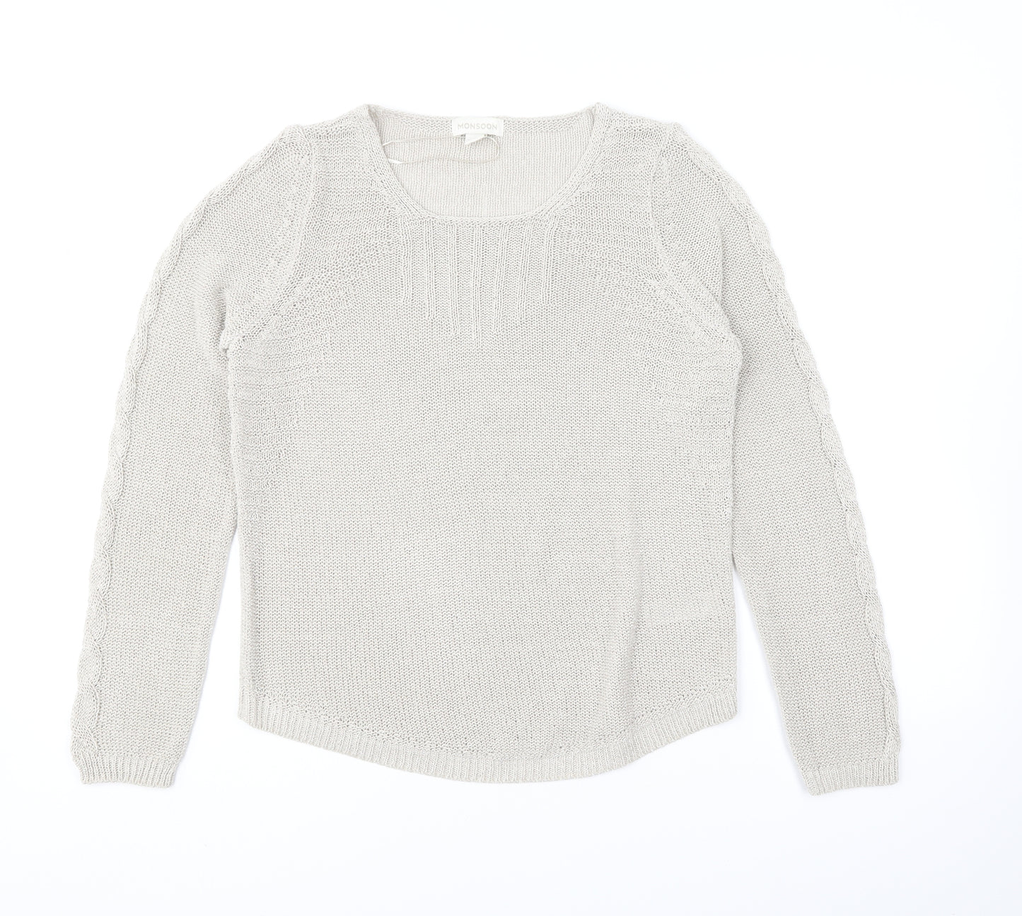 Monsoon Womens Grey Round Neck Acrylic Pullover Jumper Size 10