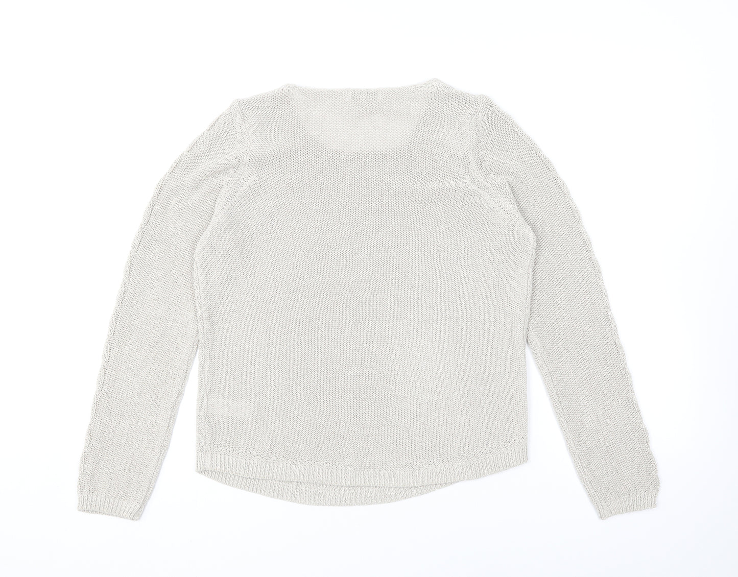 Monsoon Womens Grey Round Neck Acrylic Pullover Jumper Size 10