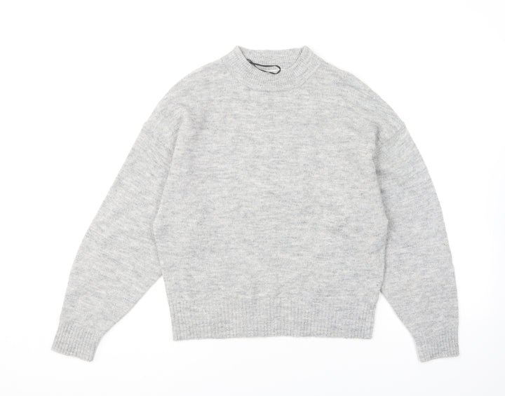 H&M Womens Grey Crew Neck Polyester Pullover Jumper Size XS