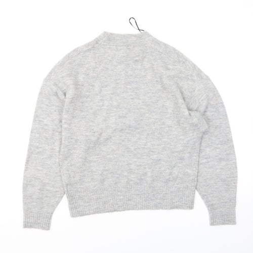 H&M Womens Grey Crew Neck Polyester Pullover Jumper Size XS