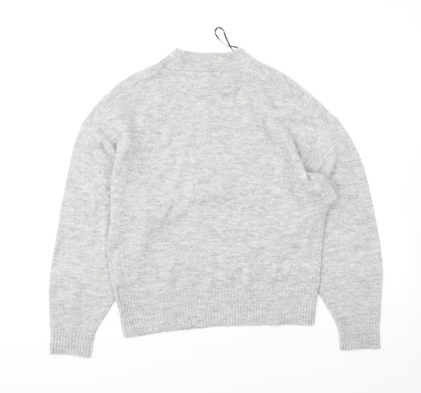 H&M Womens Grey Crew Neck Polyester Pullover Jumper Size XS