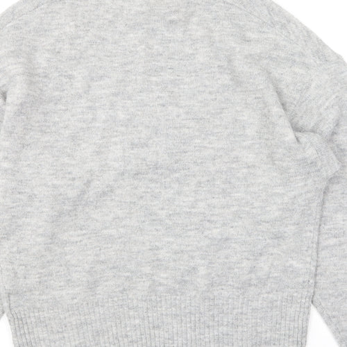 H&M Womens Grey Crew Neck Polyester Pullover Jumper Size XS