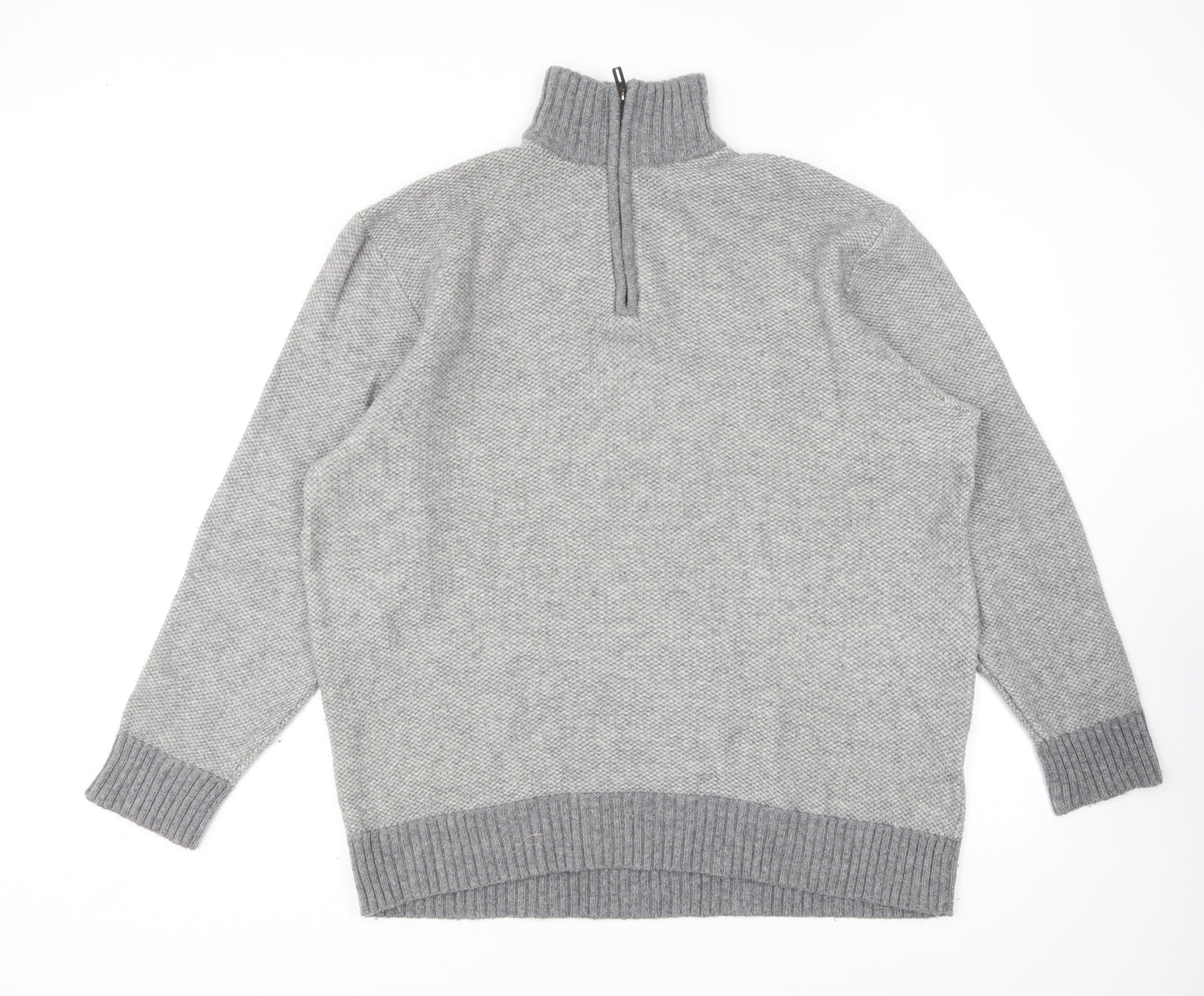 Marks and Spencer Mens Grey Collared Wool Pullover Jumper Size 2XL