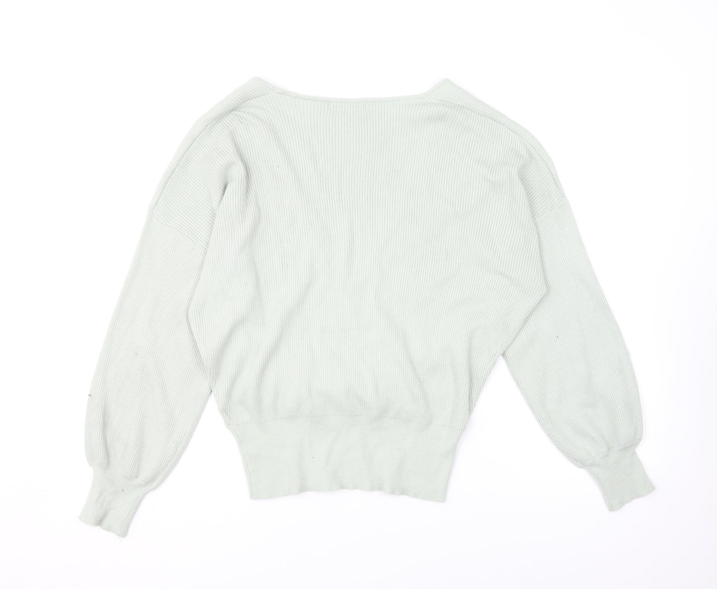 F&F Womens Green V-Neck Viscose Pullover Jumper Size 14 - `