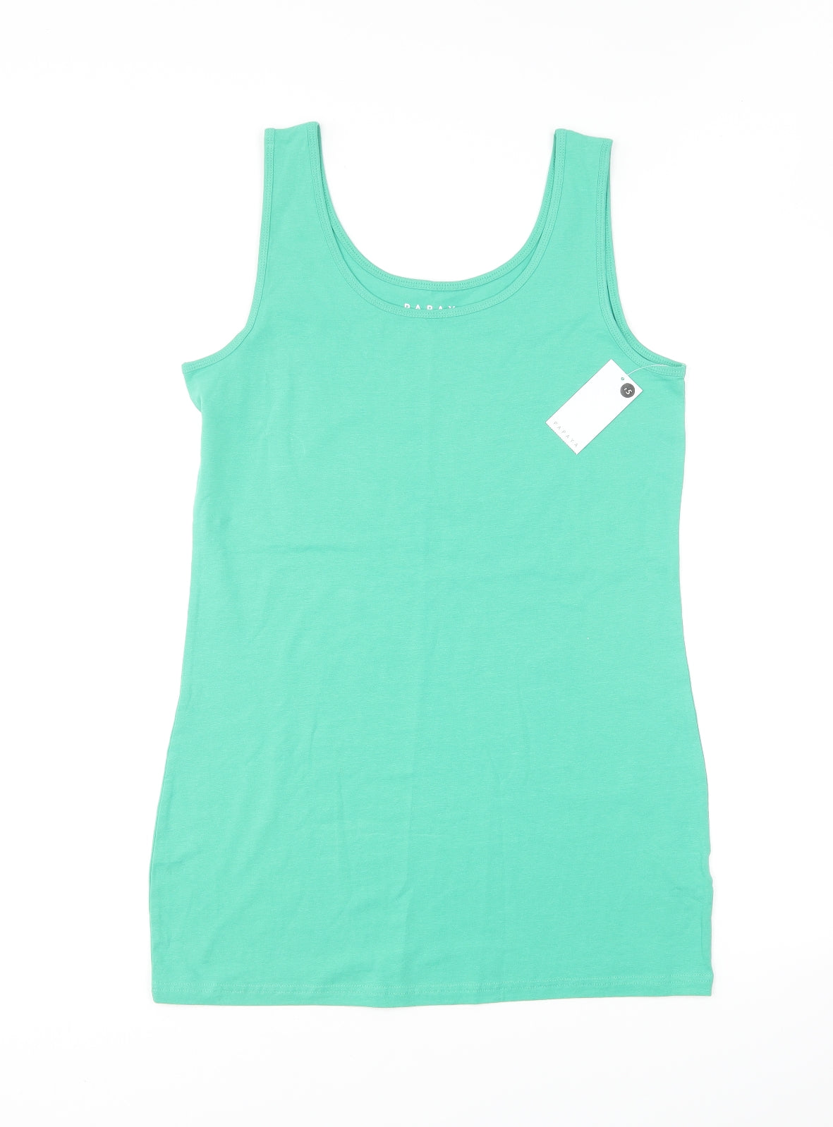 Papaya Womens Green Cotton Basic Tank Size 16 Round Neck