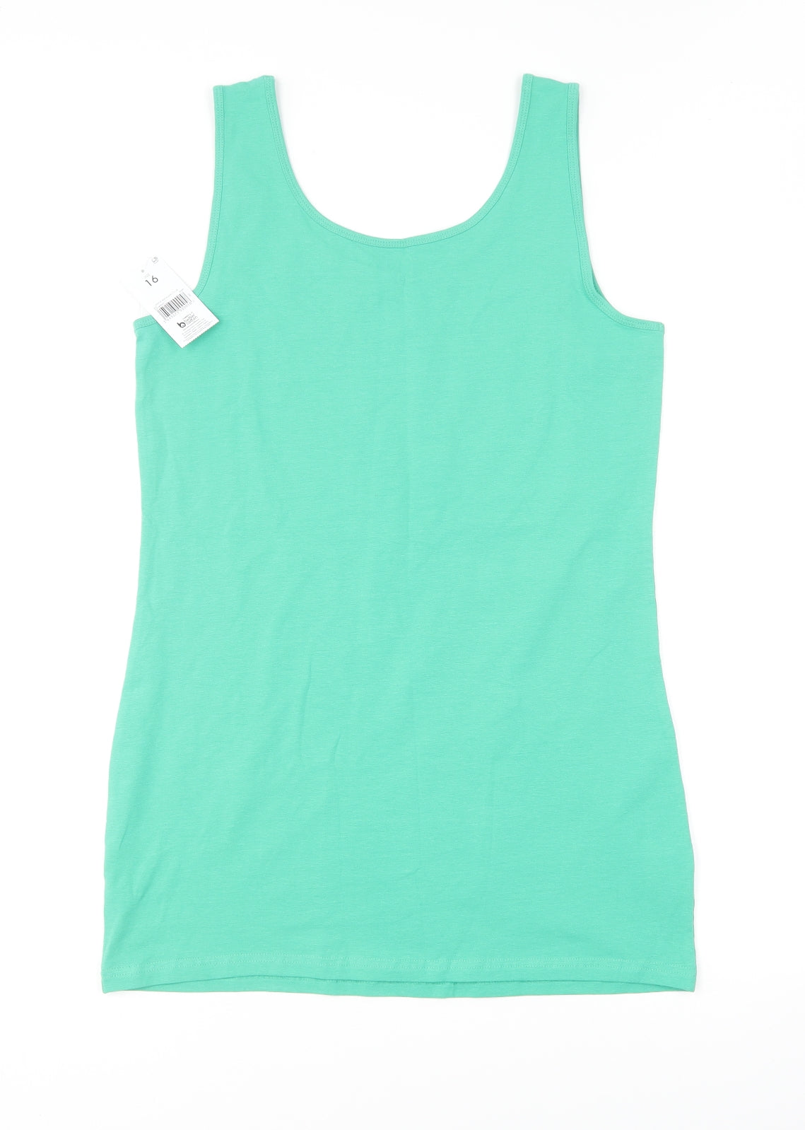 Papaya Womens Green Cotton Basic Tank Size 16 Round Neck