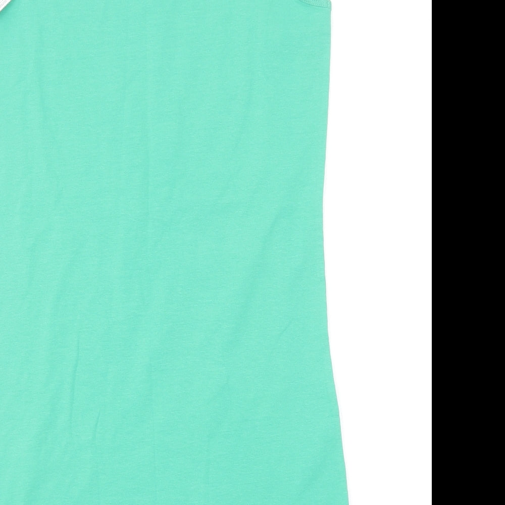 Papaya Womens Green Cotton Basic Tank Size 16 Round Neck