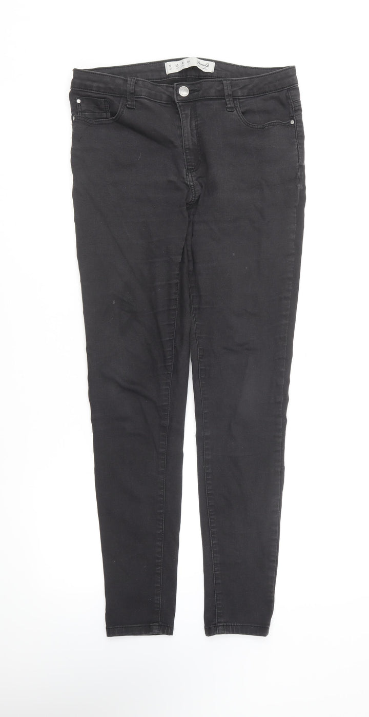Denim & Co. Womens Black Cotton Skinny Jeans Size 12 L28.5 in Regular Button