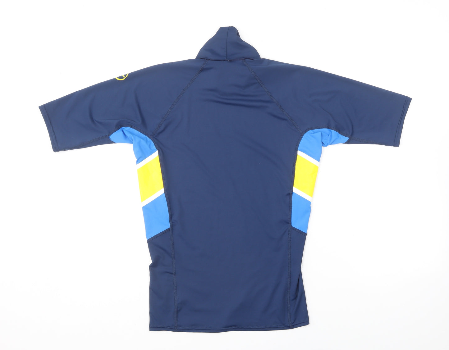 Alder Mens Blue Polyester Basic T-Shirt Size S High Neck Pullover - Swim Top.