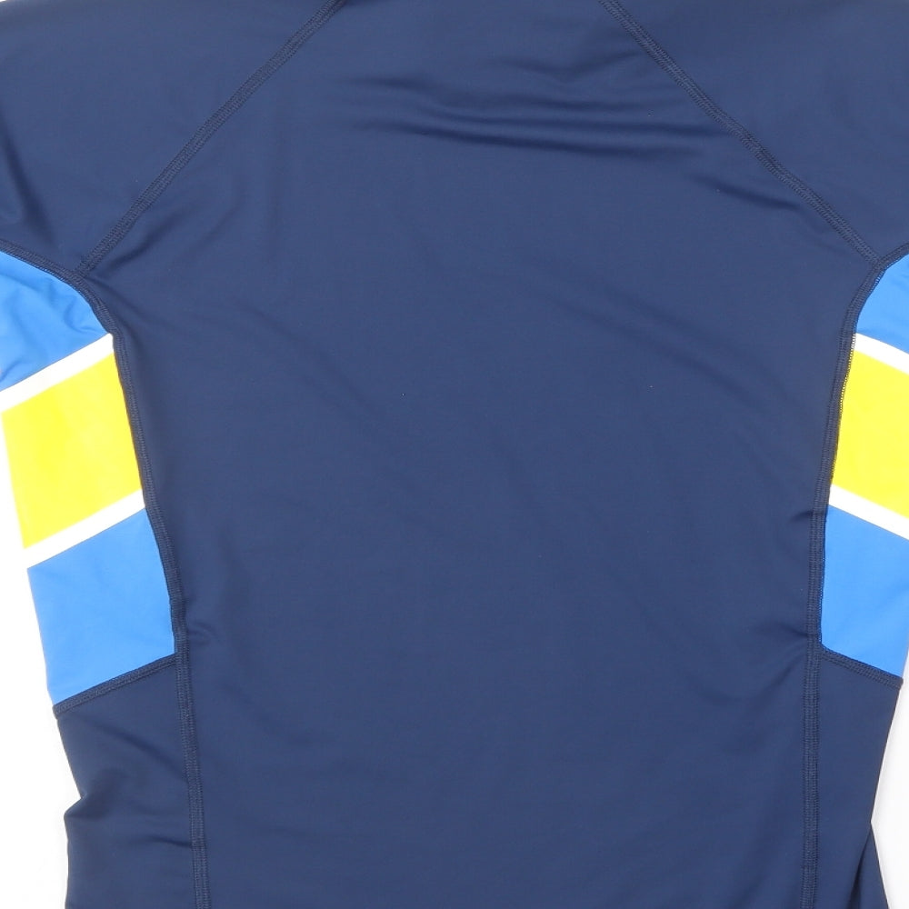 Alder Mens Blue Polyester Basic T-Shirt Size S High Neck Pullover - Swim Top.