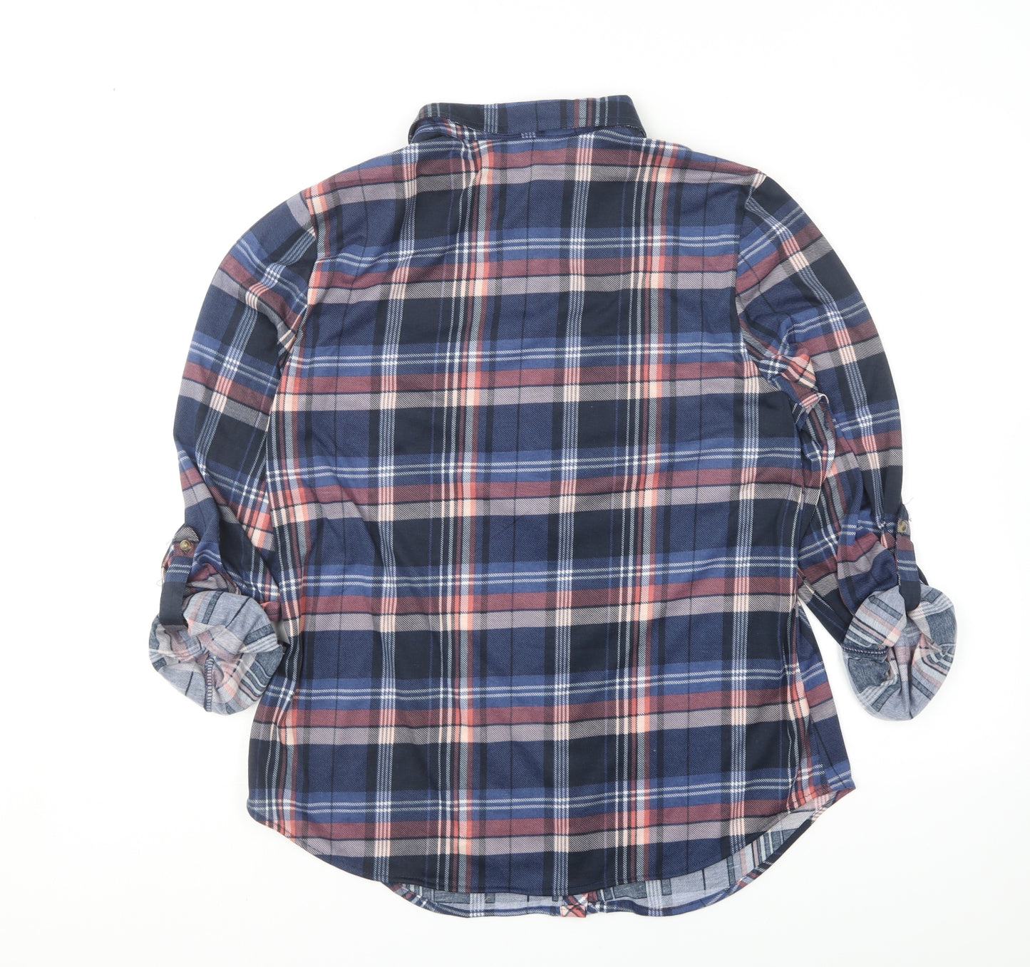 Passport Womens Multicoloured Plaid Polyester Basic Button-Up Size XL Collared