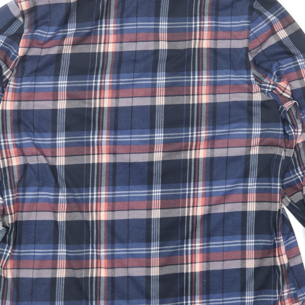 Passport Womens Multicoloured Plaid Polyester Basic Button-Up Size XL Collared