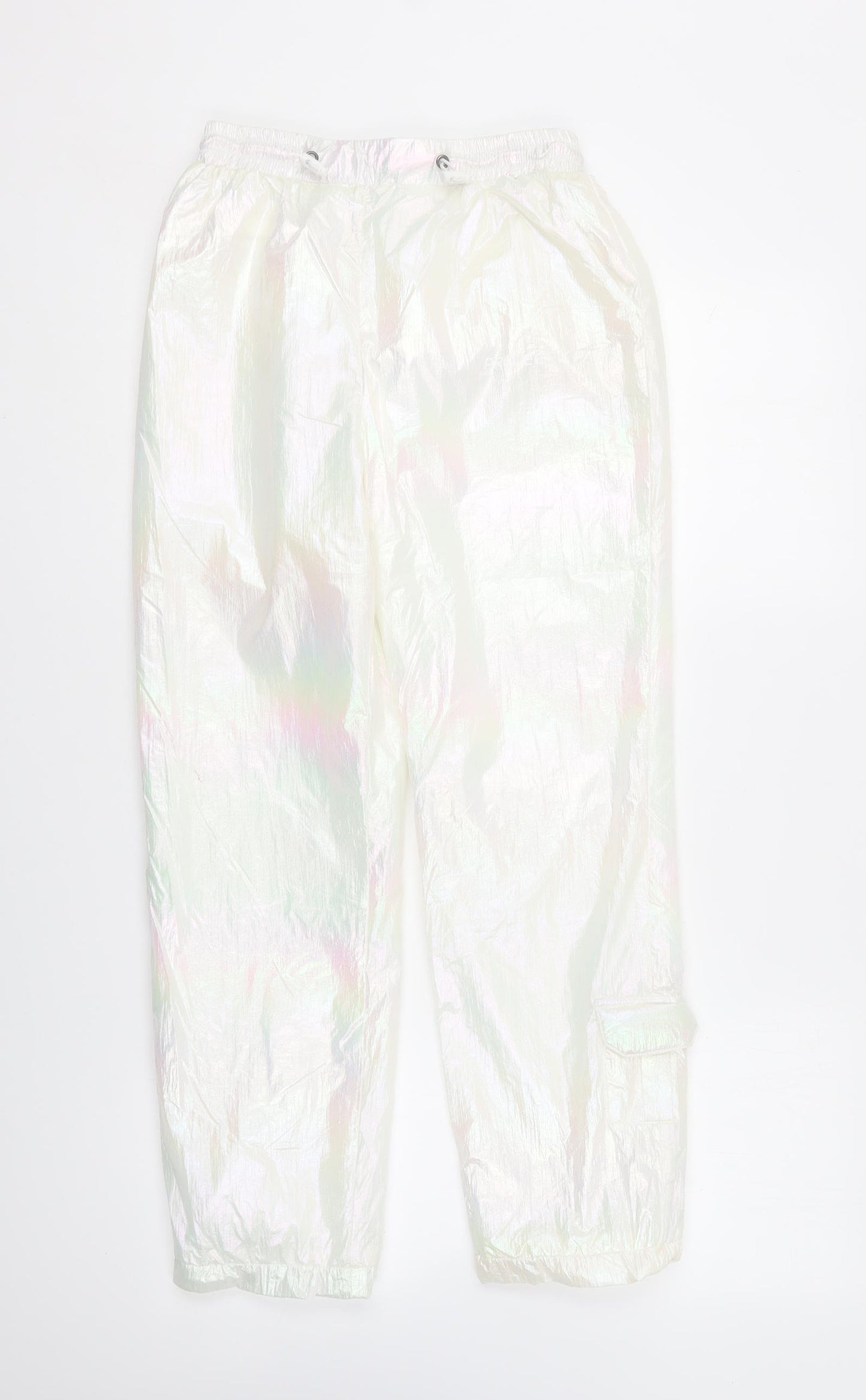 Project X Paris Womens Multicoloured Polyester Cargo Trousers Size XS L24 in Regular Drawstring - Holographic