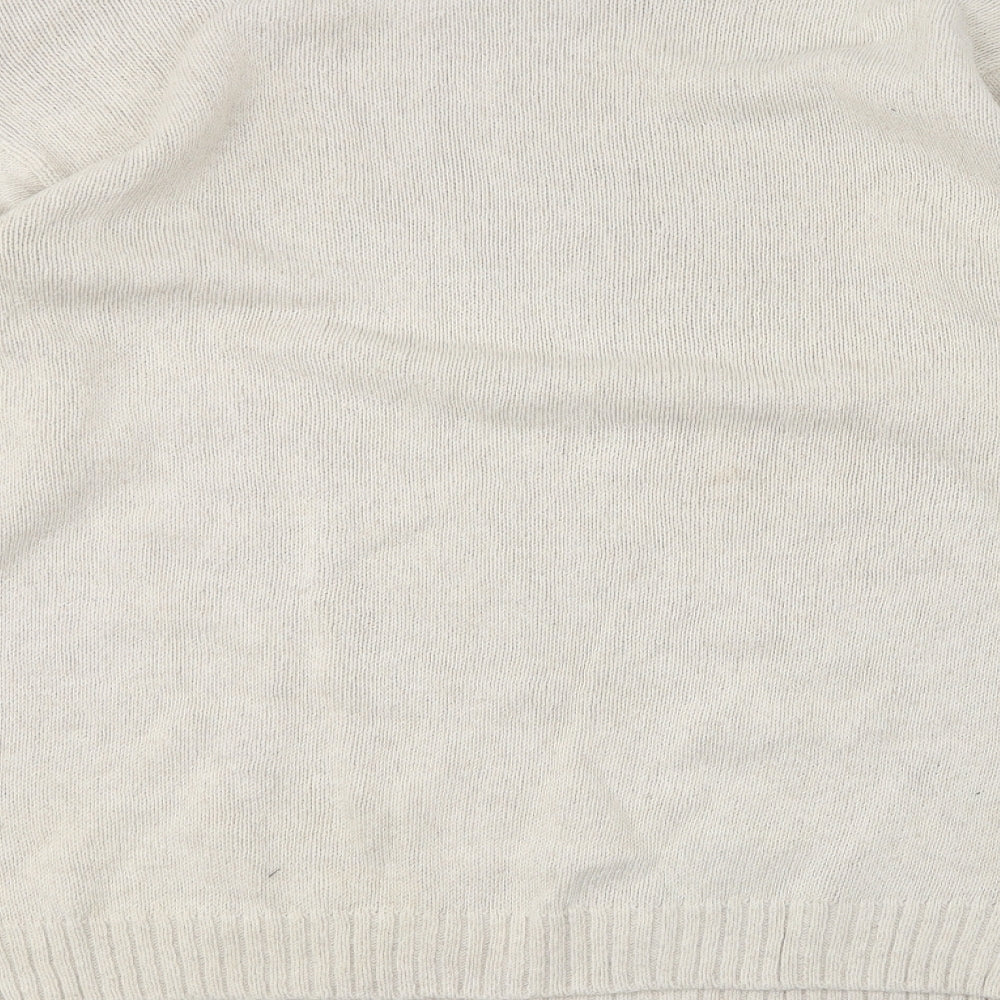 Marks and Spencer Mens Beige Round Neck Cotton Pullover Jumper Size L