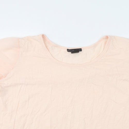 Design History Womens Pink Cotton Basic T-Shirt Size 20 Round Neck - Mesh Sleeves.