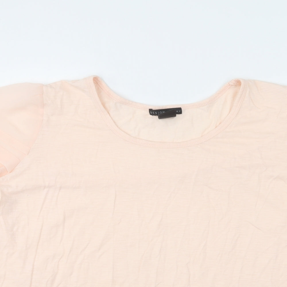 Design History Womens Pink Cotton Basic T-Shirt Size 20 Round Neck - Mesh Sleeves.
