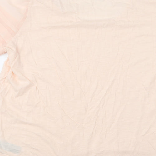 Design History Womens Pink Cotton Basic T-Shirt Size 20 Round Neck - Mesh Sleeves.