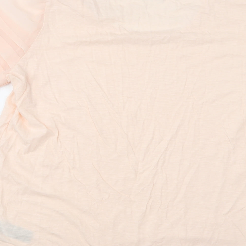 Design History Womens Pink Cotton Basic T-Shirt Size 20 Round Neck - Mesh Sleeves.