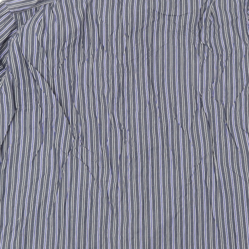 George Mens Blue Striped Cotton Button-Up Size XL Collared Button