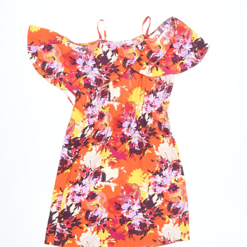 George Womens Multicoloured Floral Polyester Shift Size 8 Square Neck Pullover
