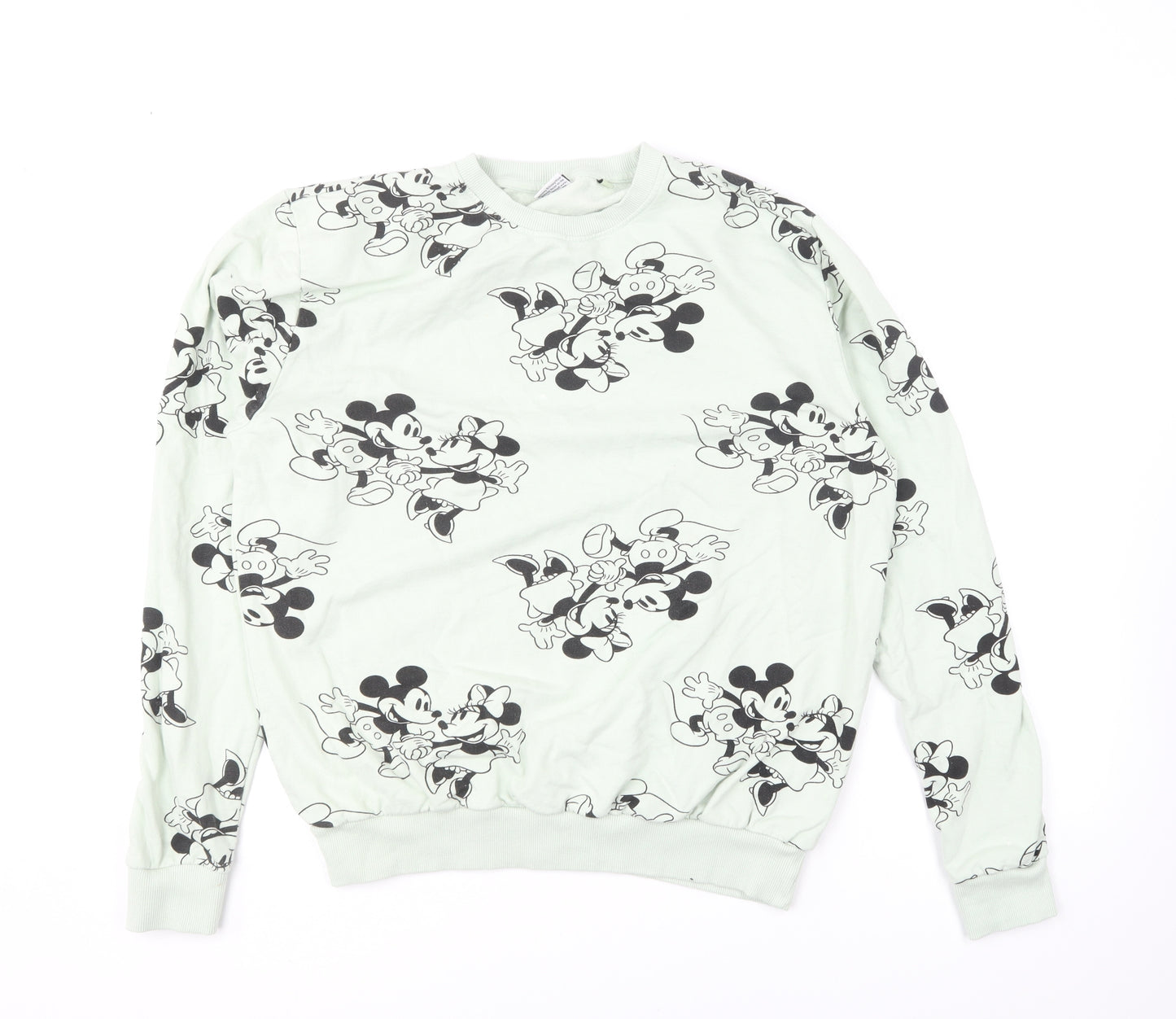 Mandarin Womens Green Geometric Cotton Pullover Sweatshirt Size 12 Pullover - Mickey Mouse