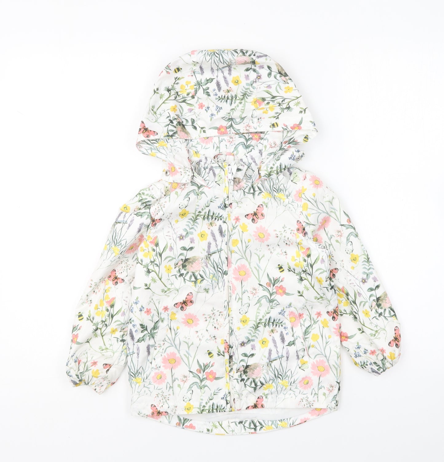H&M Girls Multicoloured Floral Jacket Size 4-5 Years Zip