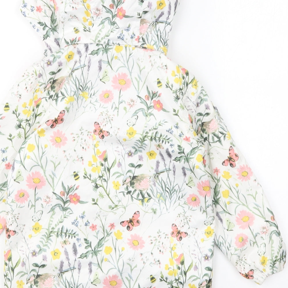 H&M Girls Multicoloured Floral Jacket Size 4-5 Years Zip