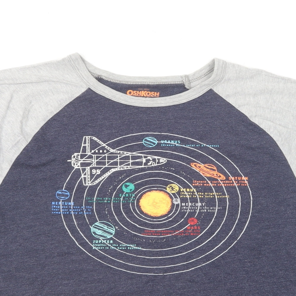 OshKosh B’gosh Boys Blue Cotton Basic T-Shirt Size 12 Years Round Neck Pullover - Space