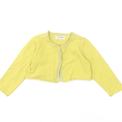 NEXT Girls Green Cotton Cardigan Jumper Size 9-12 Months Button