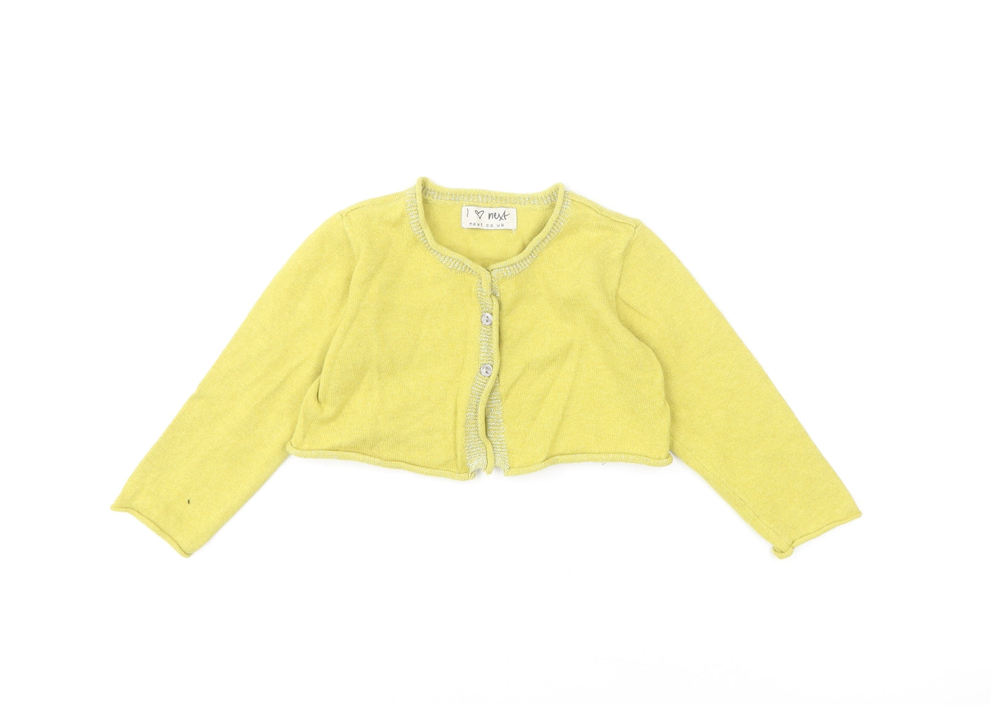 NEXT Girls Green Cotton Cardigan Jumper Size 9-12 Months Button