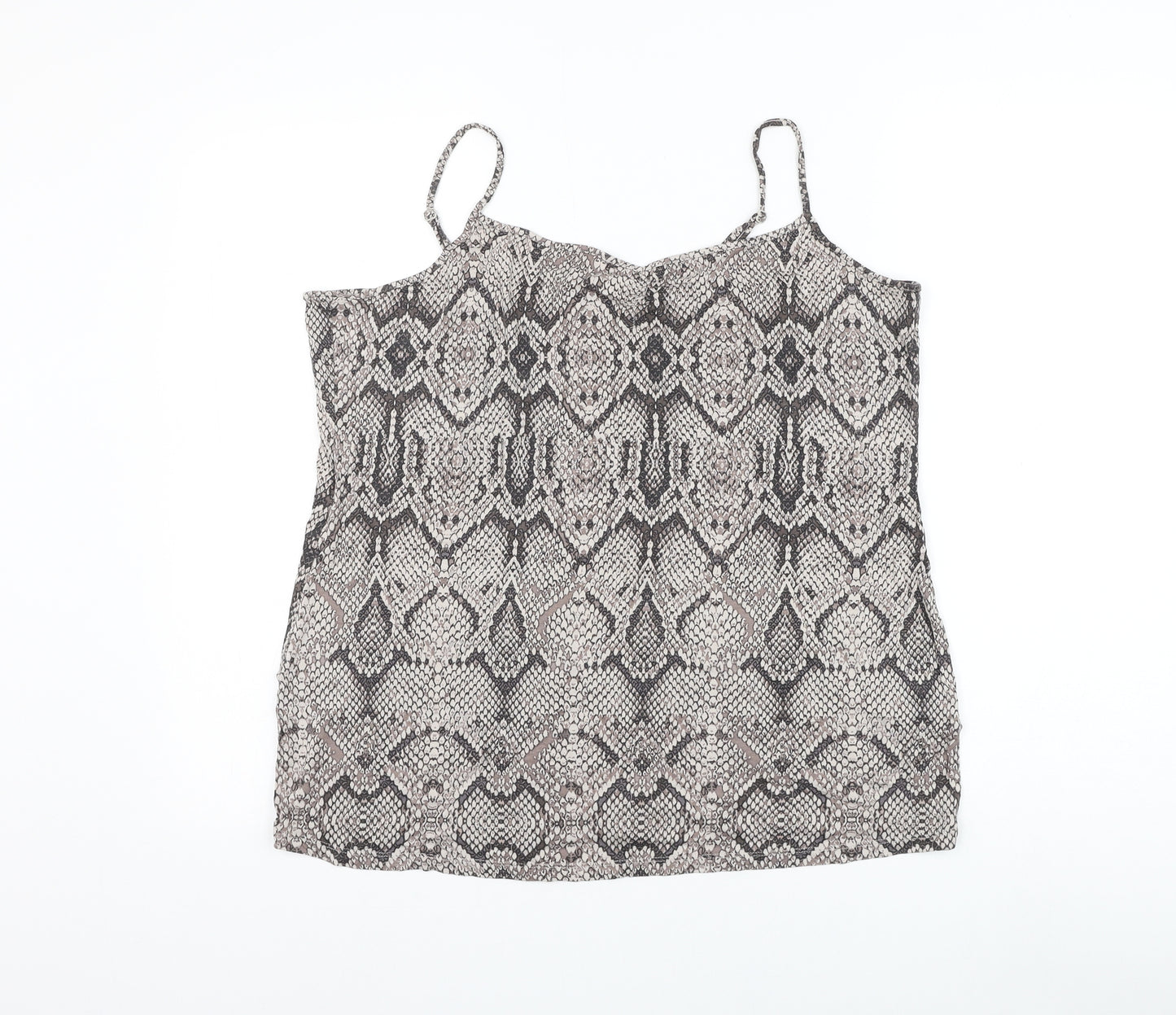 Marks and Spencer Womens Grey Animal Print Viscose Basic Tank Size 20 V-Neck - Snake Print