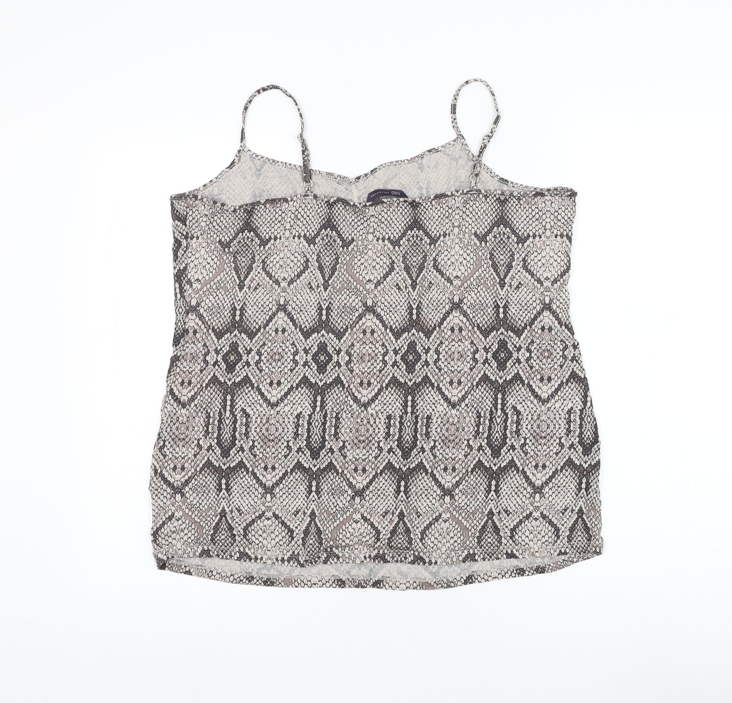 Marks and Spencer Womens Grey Animal Print Viscose Basic Tank Size 20 V-Neck - Snake Print