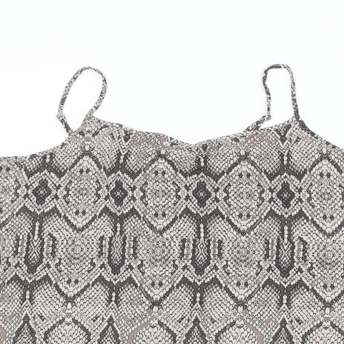 Marks and Spencer Womens Grey Animal Print Viscose Basic Tank Size 20 V-Neck - Snake Print