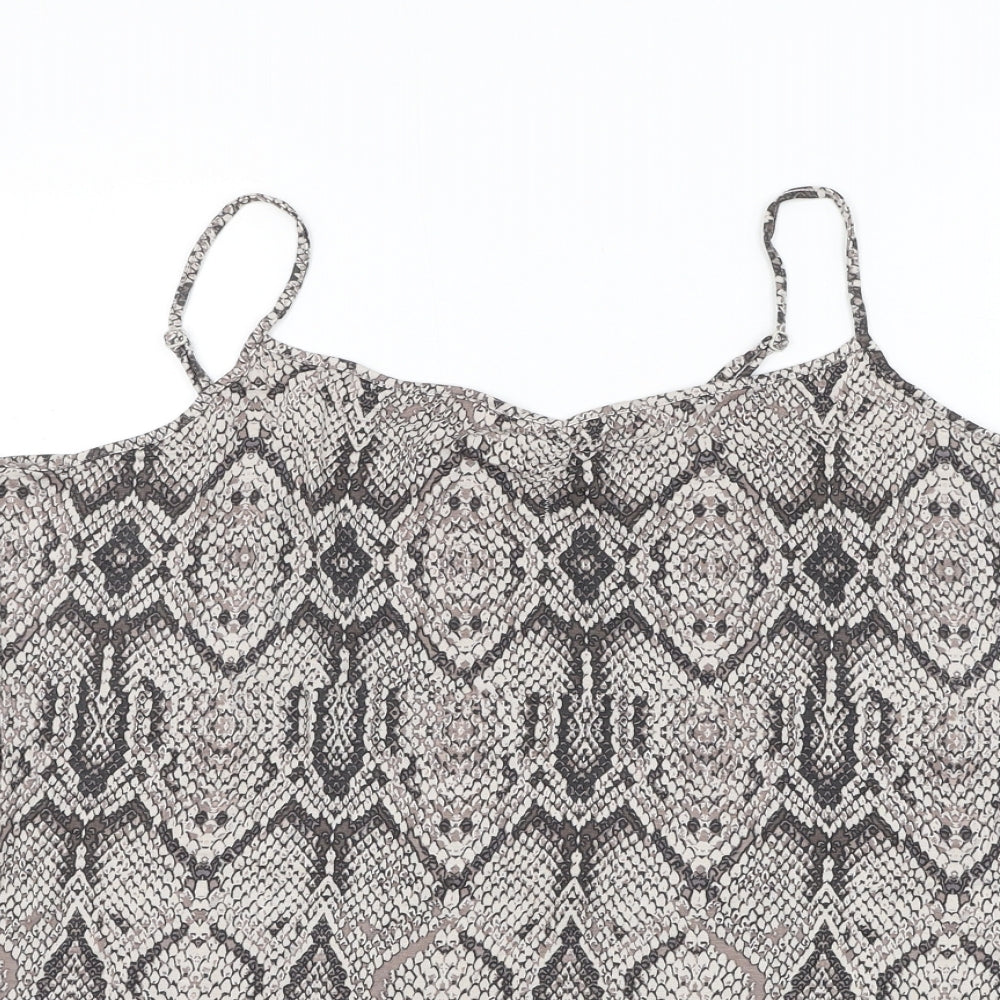 Marks and Spencer Womens Grey Animal Print Viscose Basic Tank Size 20 V-Neck - Snake Print