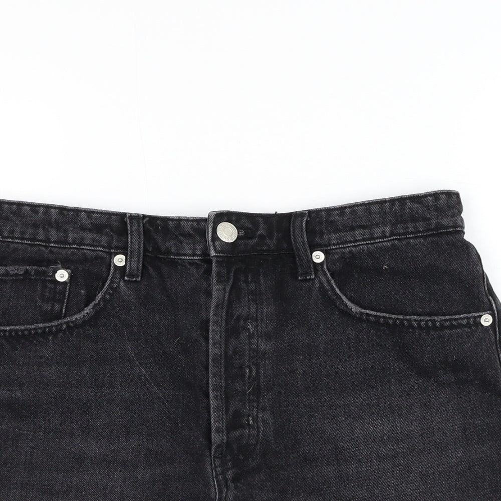 Zara Womens Black Cotton Hot Pants Shorts Size 8 L3 in Regular Zip - Distressed