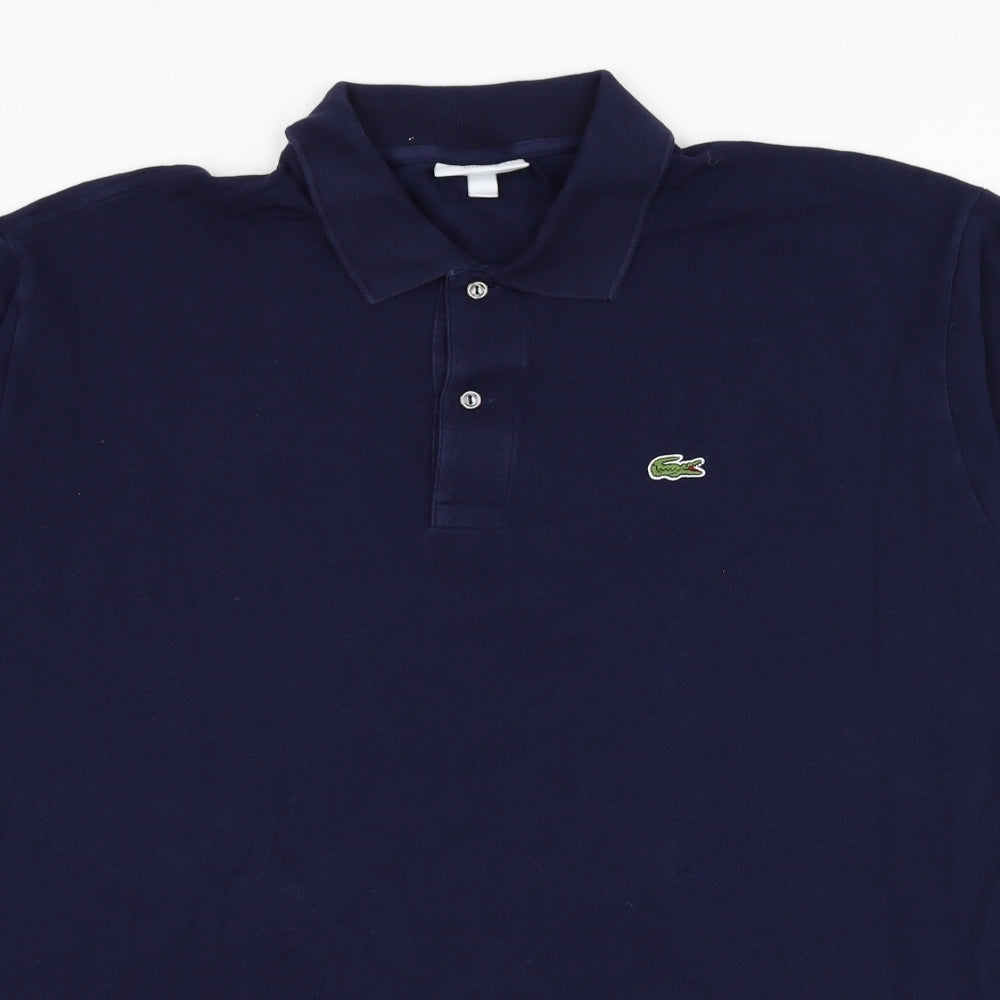 Lacoste Mens Blue Cotton Polo Size 4XL Collared Button