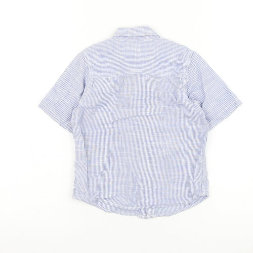 NEXT Boys Blue Striped Cotton Basic Button-Up Size 4-5 Years Collared Button