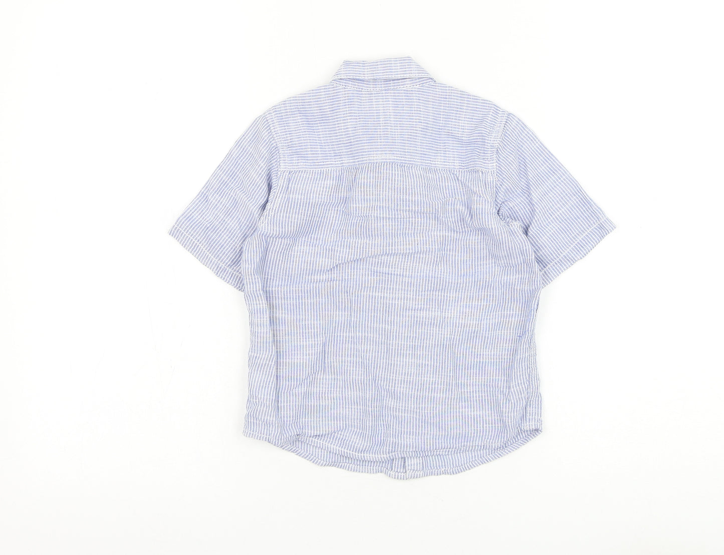 NEXT Boys Blue Striped Cotton Basic Button-Up Size 4-5 Years Collared Button