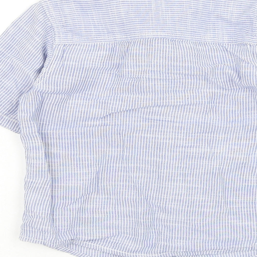 NEXT Boys Blue Striped Cotton Basic Button-Up Size 4-5 Years Collared Button
